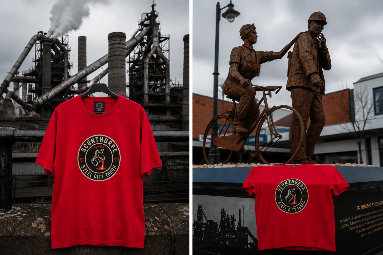 SCUNTHORPE ORIGIN T-SHIRT.100% PREMIUM ORGANIC COTTON.