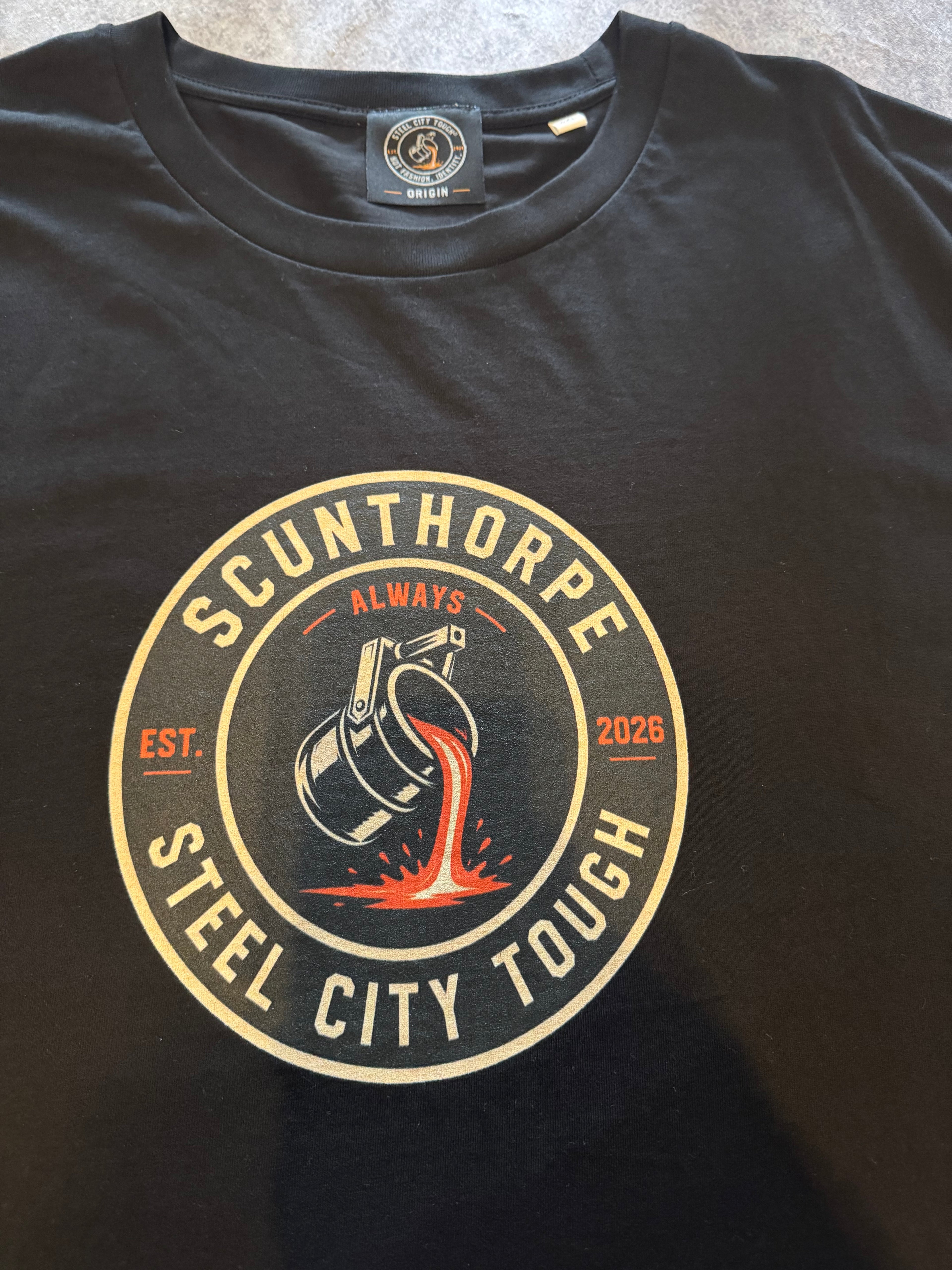 SCUNTHORPE ORIGIN T-SHIRT.100% PREMIUM ORGANIC COTTON.