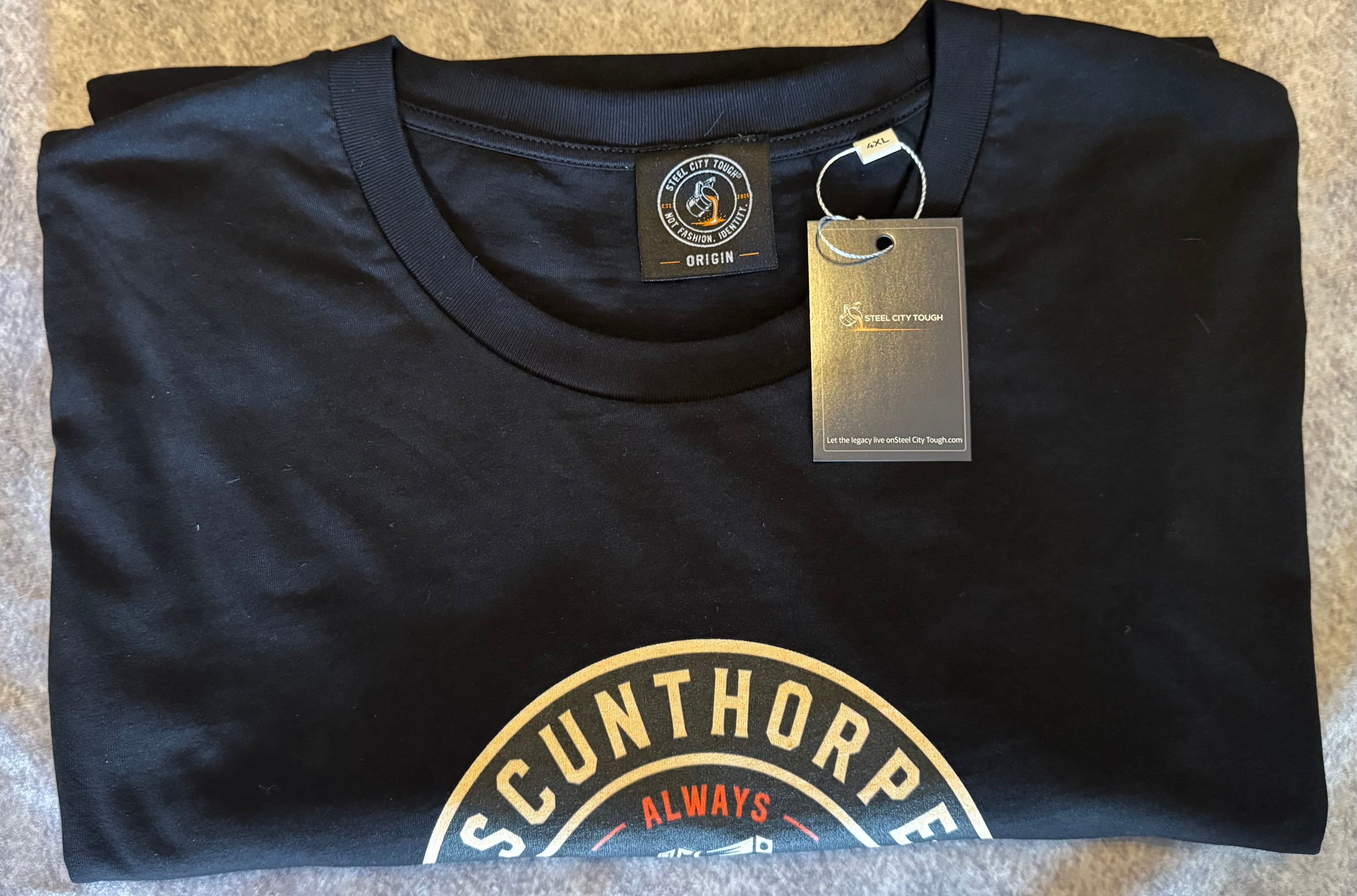 SCUNTHORPE ORIGIN T-SHIRT.100% PREMIUM ORGANIC COTTON.