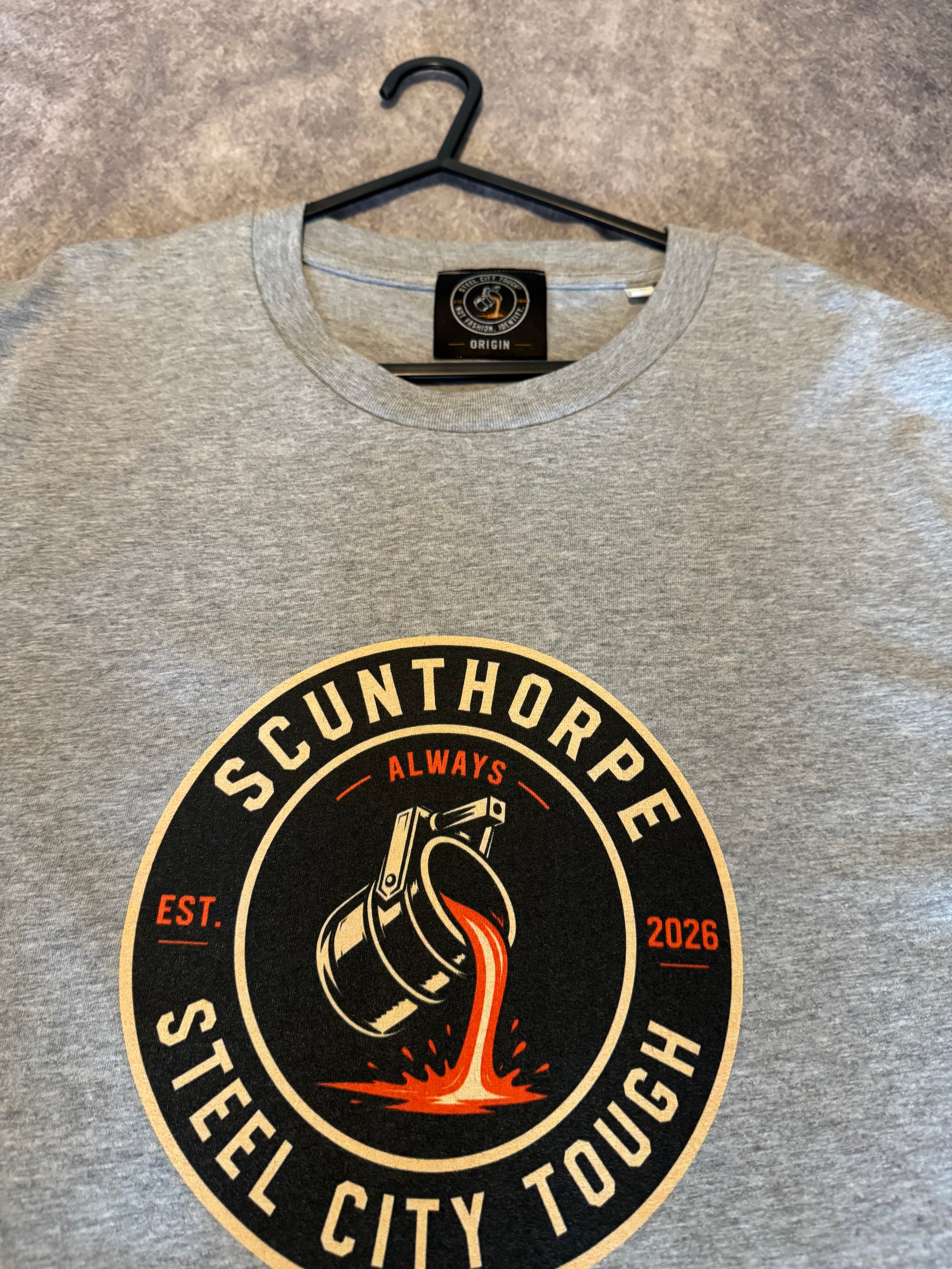 SCUNTHORPE ORIGIN T-SHIRT.100% PREMIUM ORGANIC COTTON.