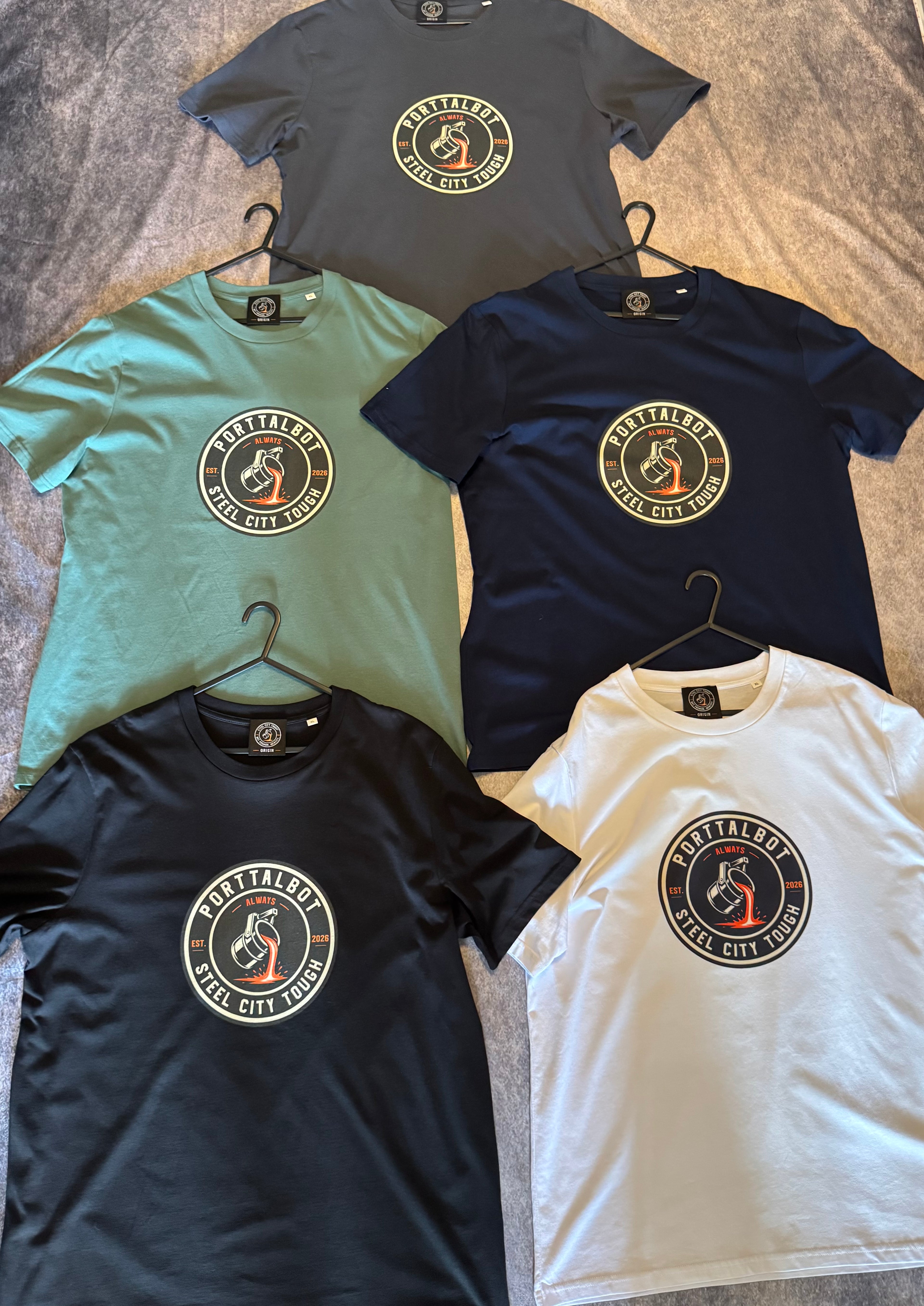 PORT TALBOT ORIGIN T-SHIRT. 100% PREMIUM ORGANIC COTTON.