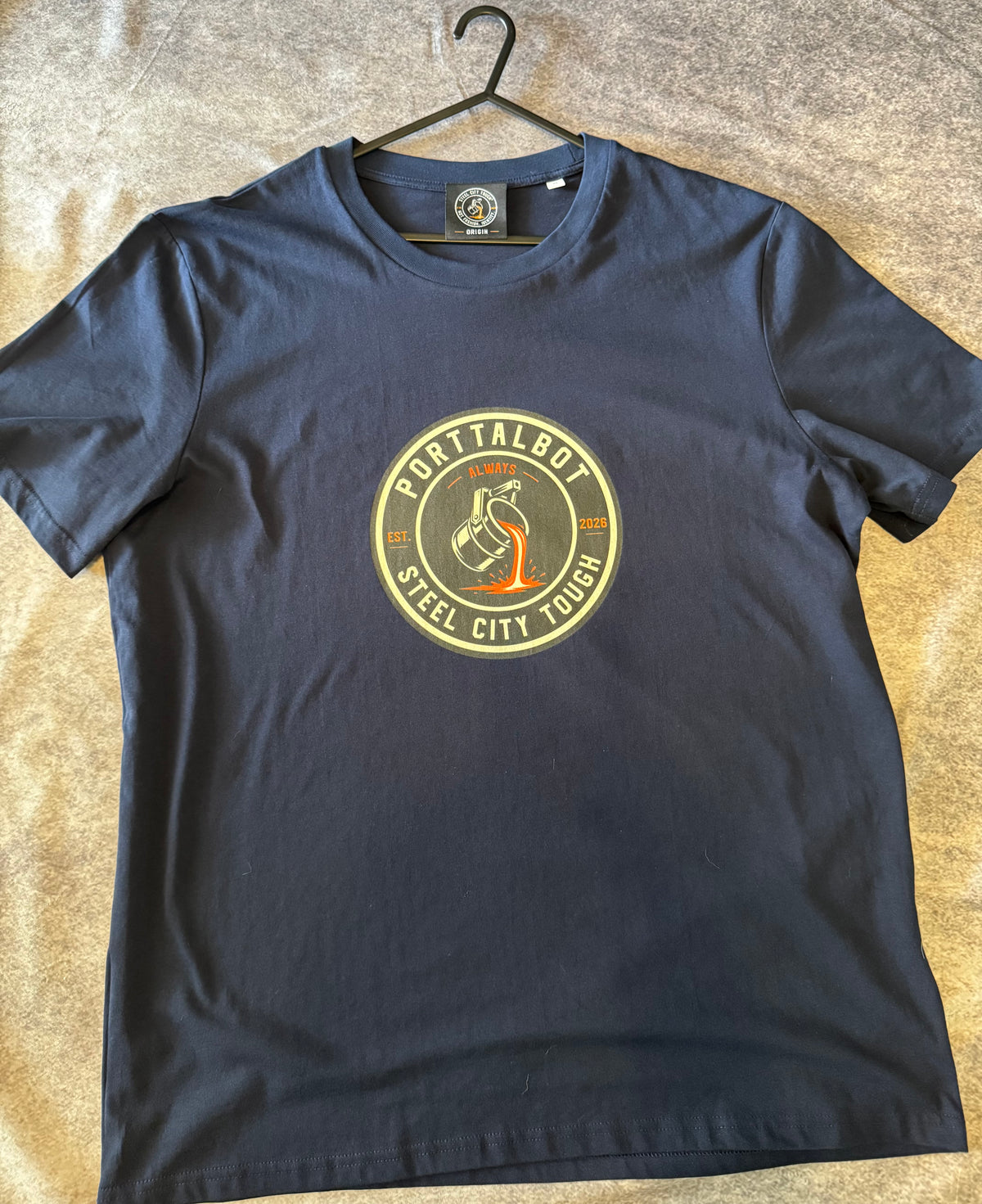 PORT TALBOT ORIGIN T-SHIRT. 100% PREMIUM ORGANIC COTTON.