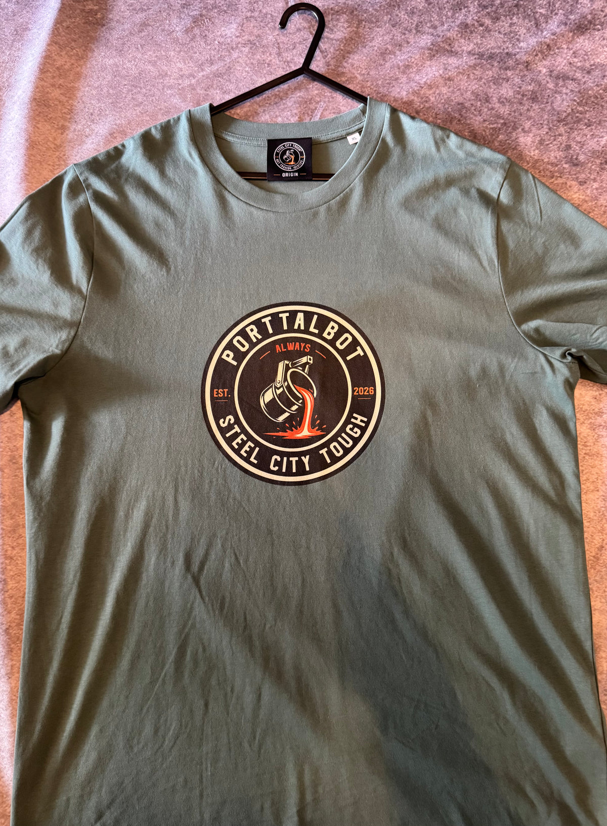 PORT TALBOT ORIGIN T-SHIRT. 100% PREMIUM ORGANIC COTTON.